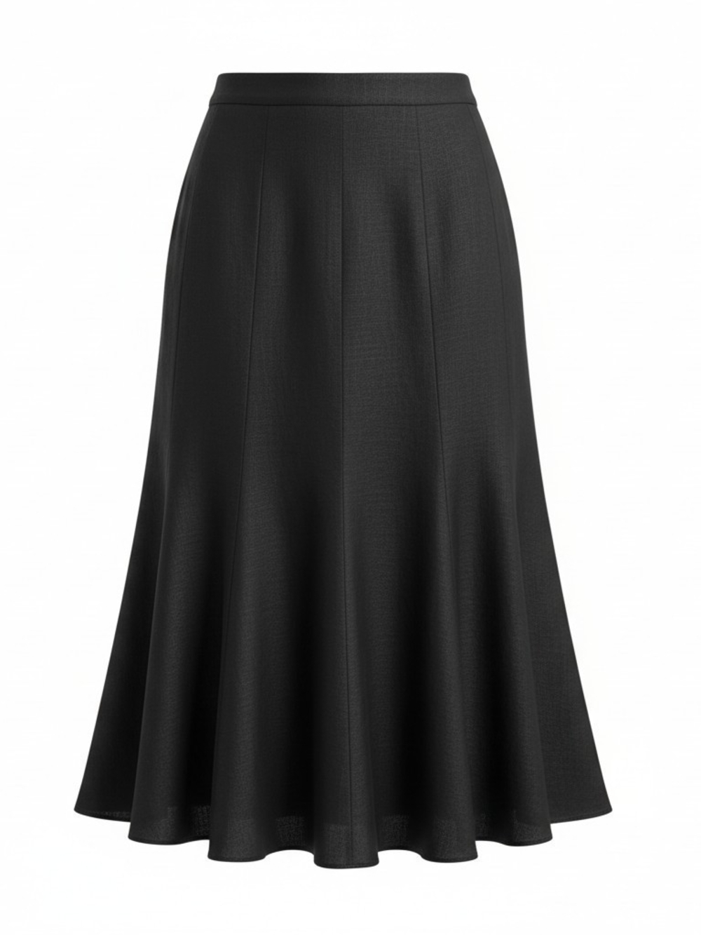 Lauren Ralph Lauren Black Wool Blend A-Line Midi Skirt Dark Academia Sz 12 - Picture 2 of 8